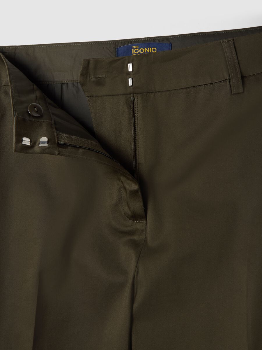 Brown stretch cotton satin trousers regular fit_5