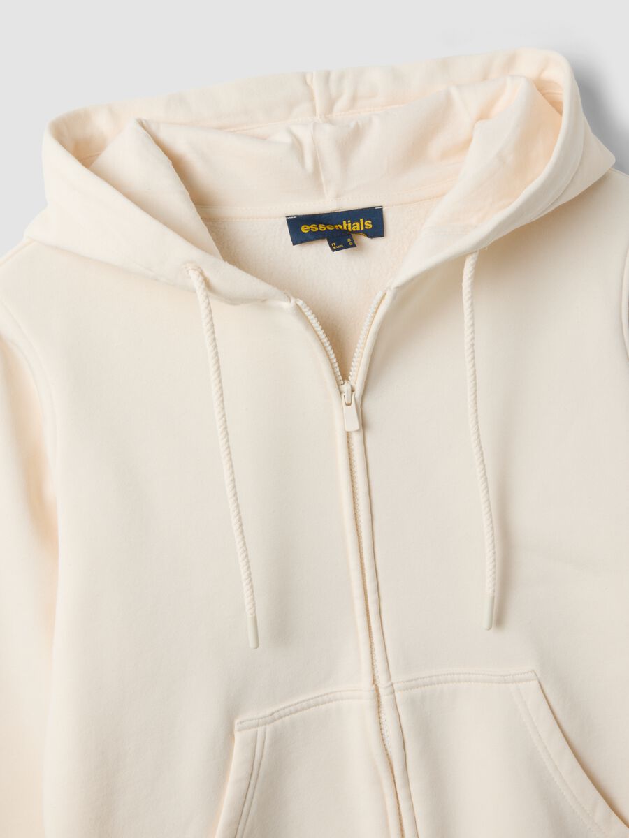 Felpa bianca in misto cotone con cappuccio regular fit_2