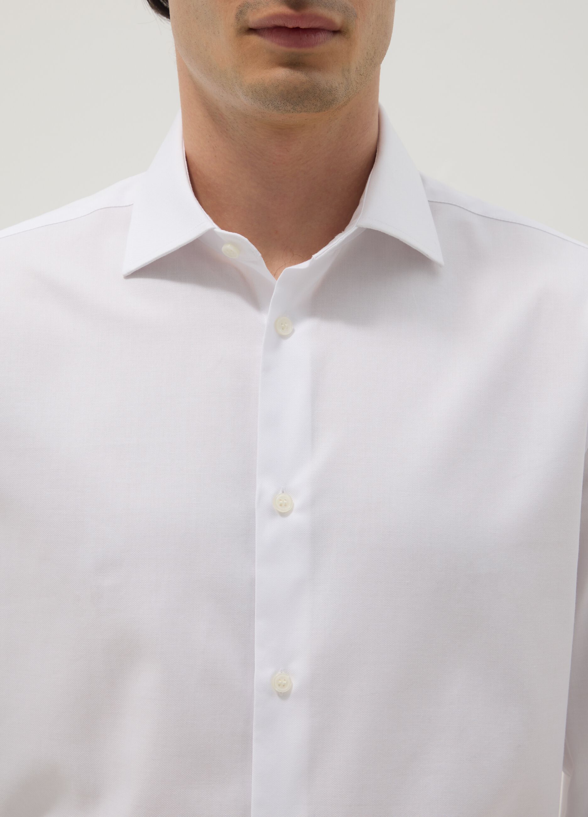 White pure cotton long sleeve shirt regular fit