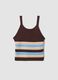 Multicolour striped pure cotton fitted knitted top_4