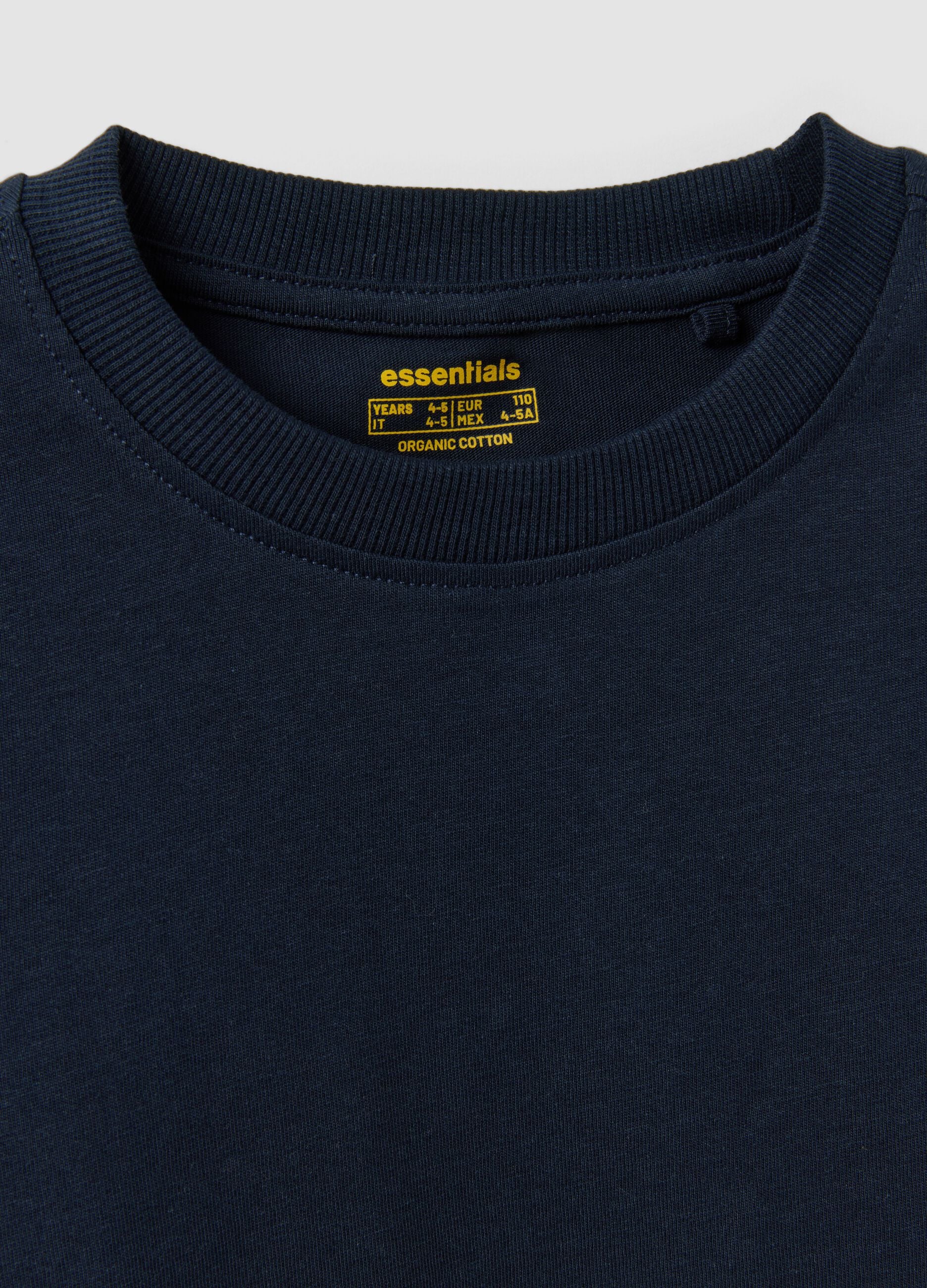 Blue organic cotton crew-neck T-shirt for boys, regular fit