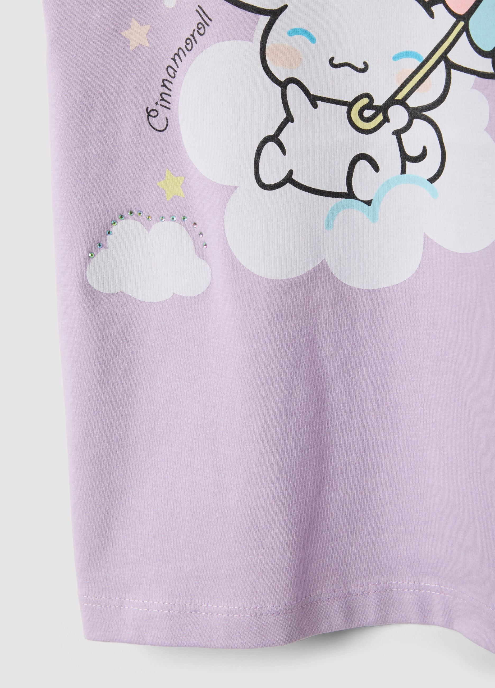 Girls' regular fit purple stretch cotton T-shirt with print