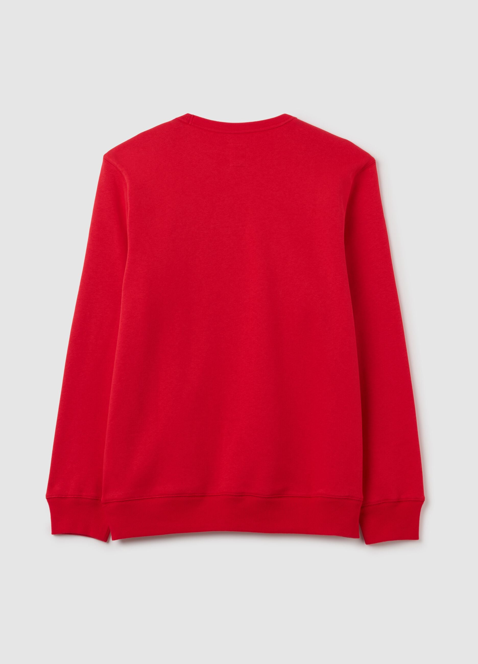 Round-neck sweatshirt with logo patch and embroidery