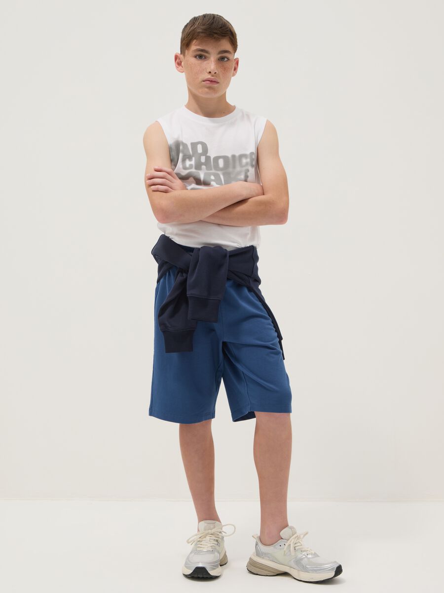 Boy's regular fit blue pure cotton shorts_0