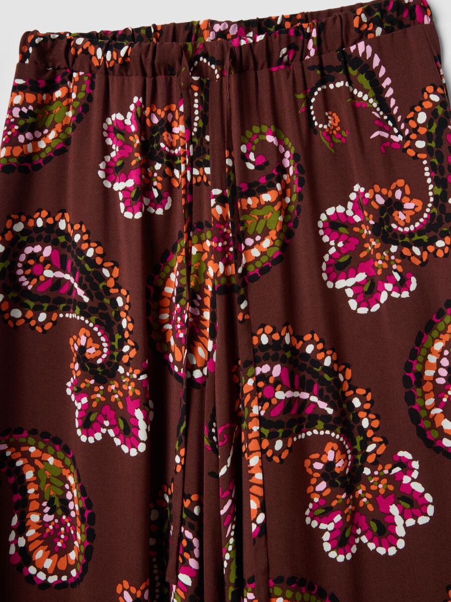 Brown pure viscose palazzo trousers_5
