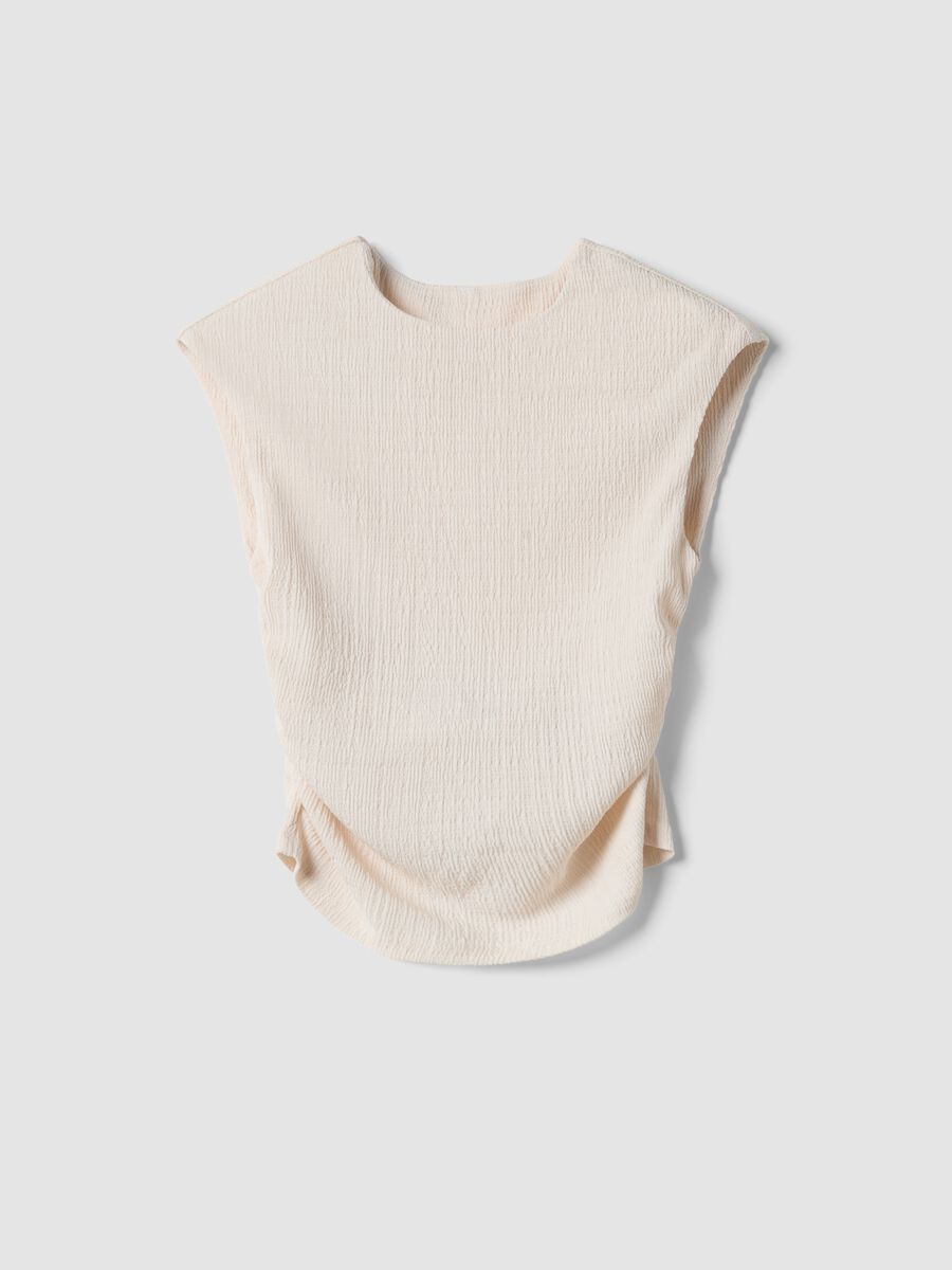 White Stretch Sleeveless Top, Regular Fit_4