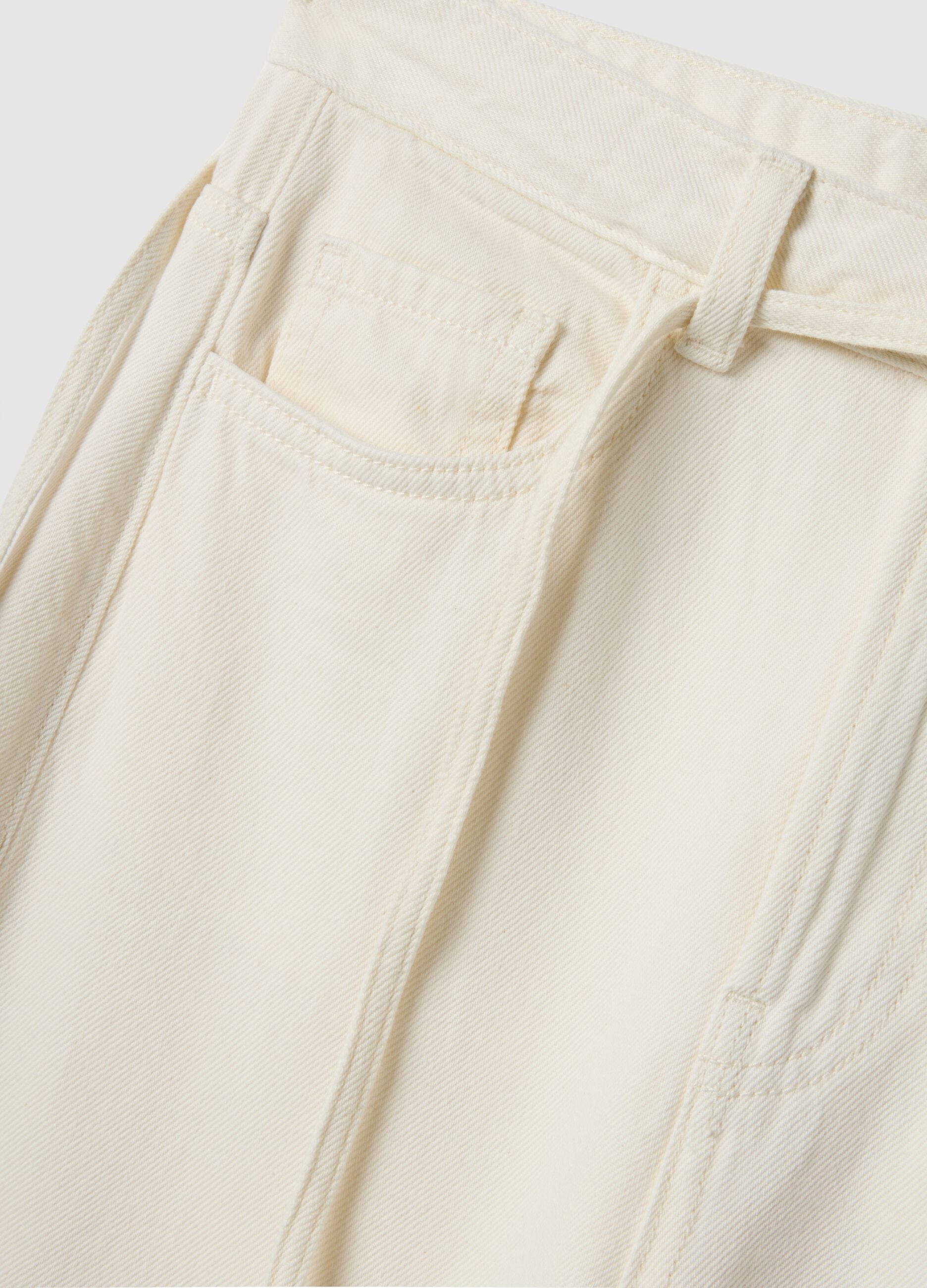 White pure cotton wide leg trousers