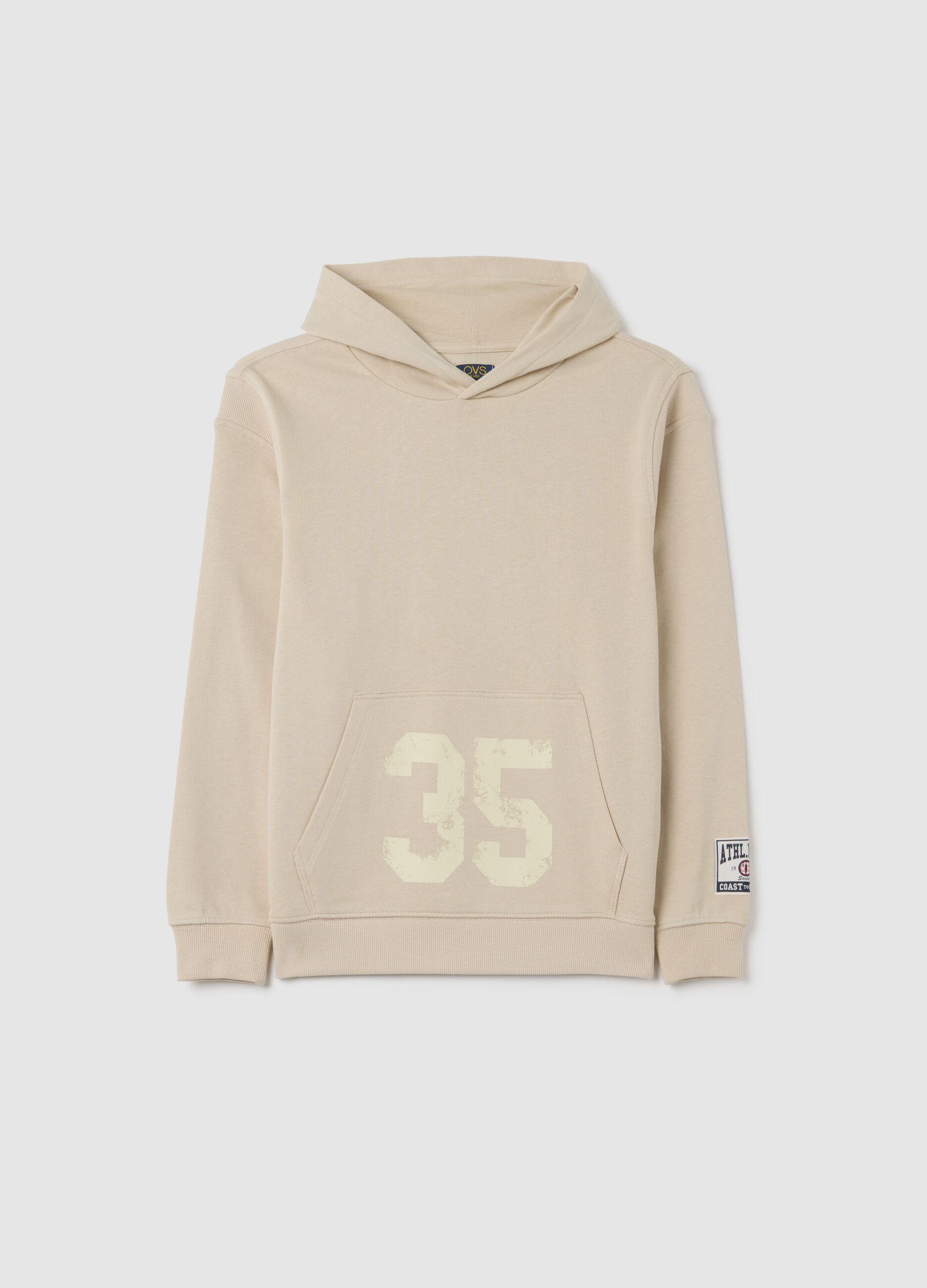 Boys' beige pure cotton regular fit sweatshirt