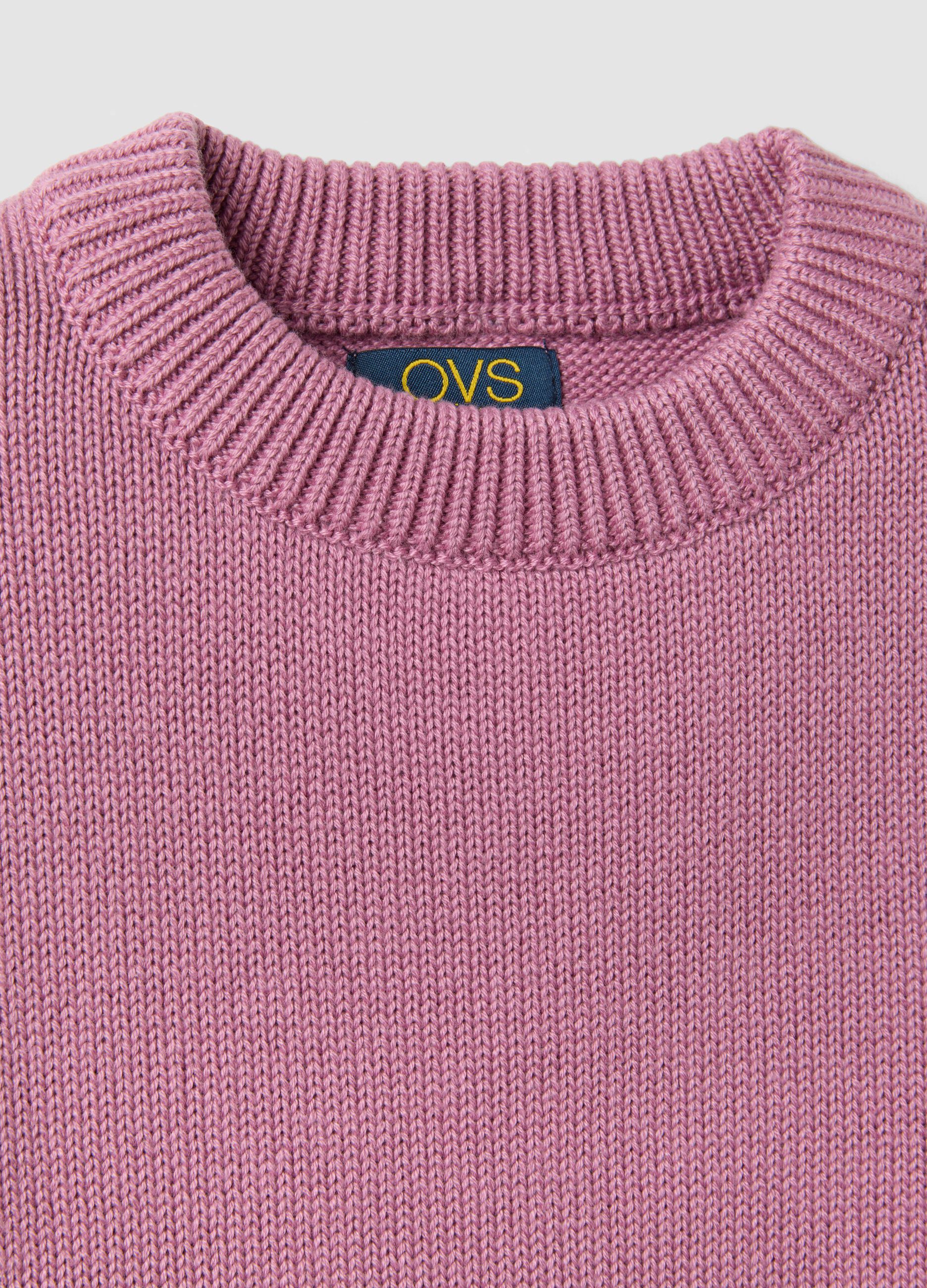 Pink cotton-blend jumper with jacquard stars for girls