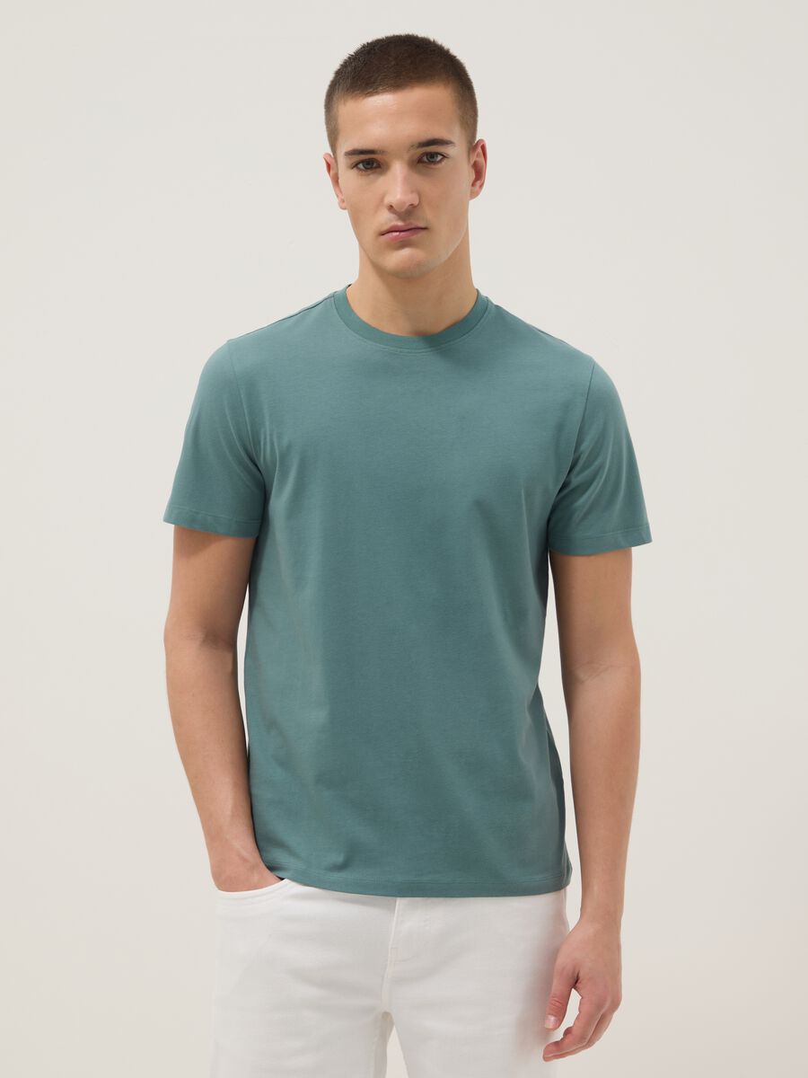 Green pure cotton short sleeve T-shirt, regular fit_3