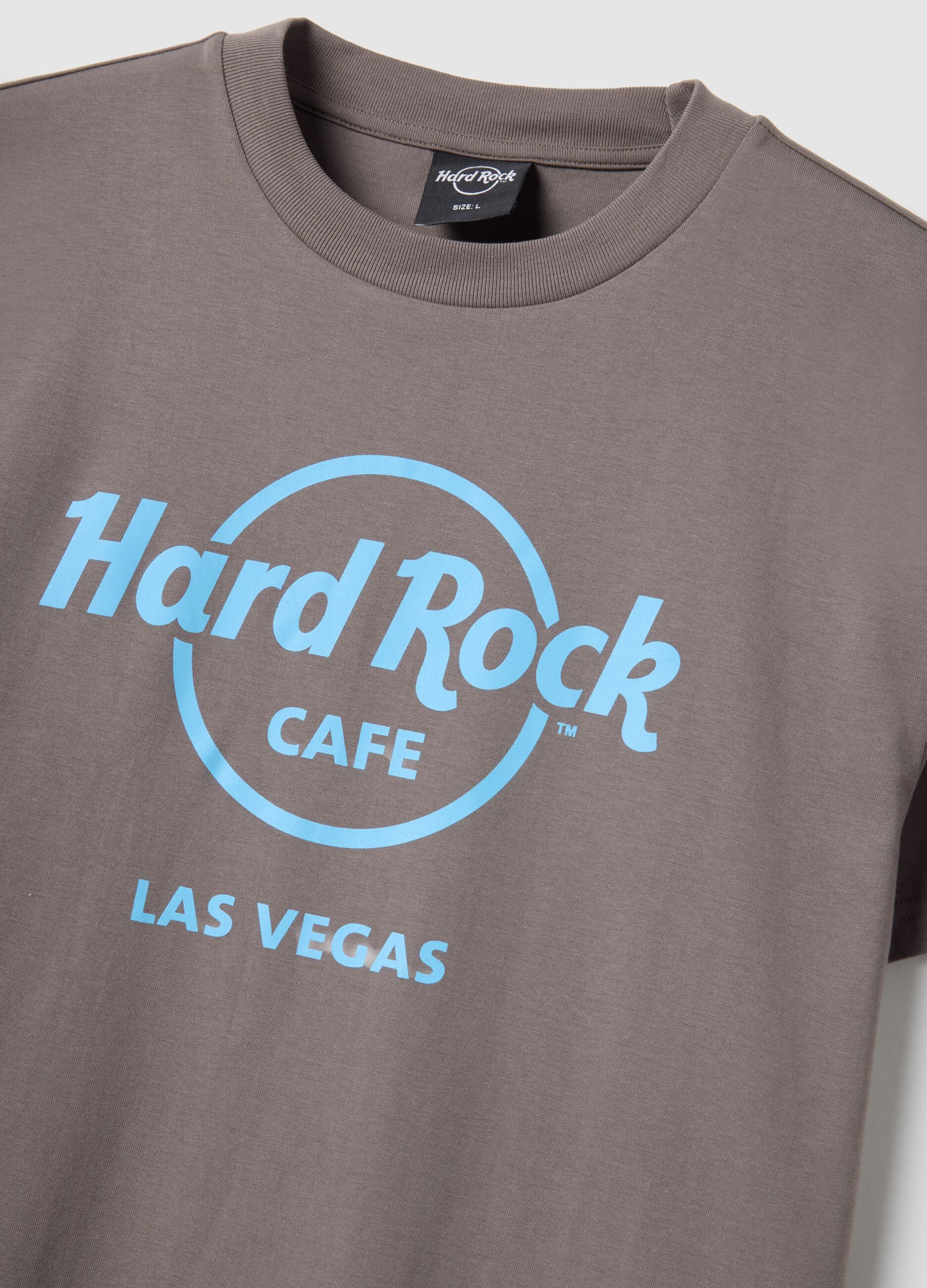 Grey regular fit pure cotton T-shirt with Hard Rock Cafe logo