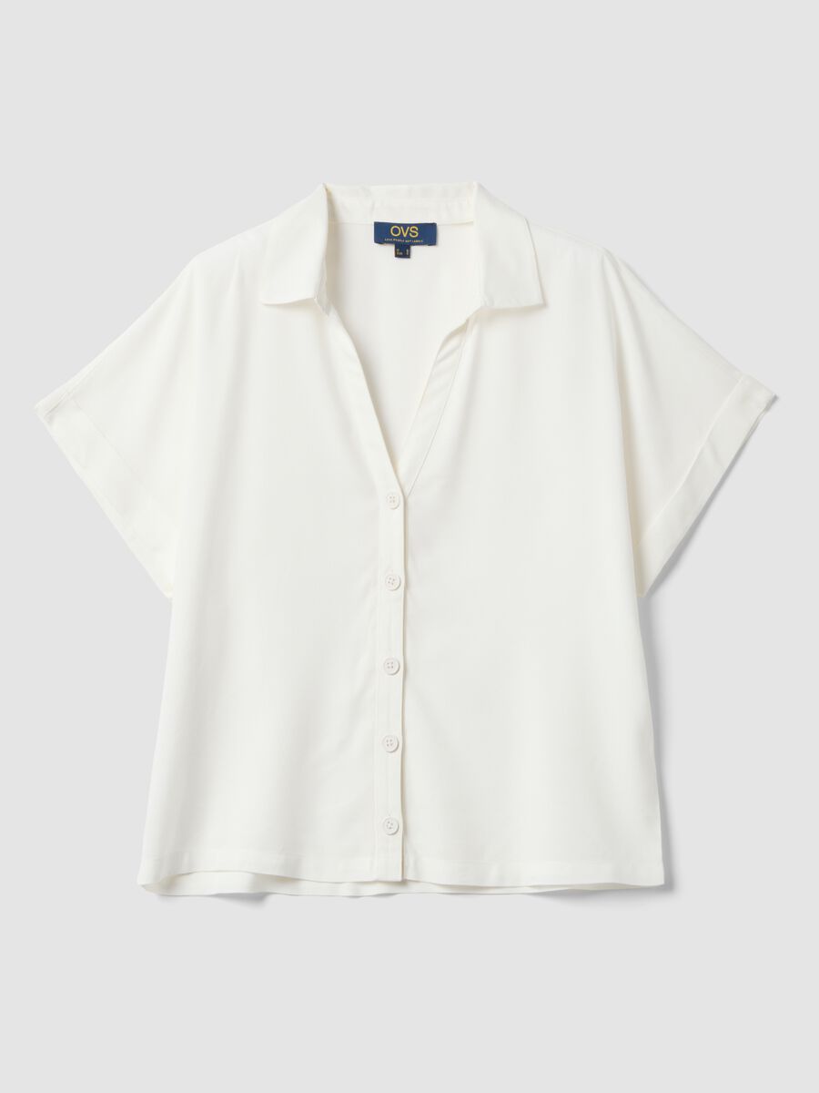 White pure viscose short-sleeve oversized shirt_4