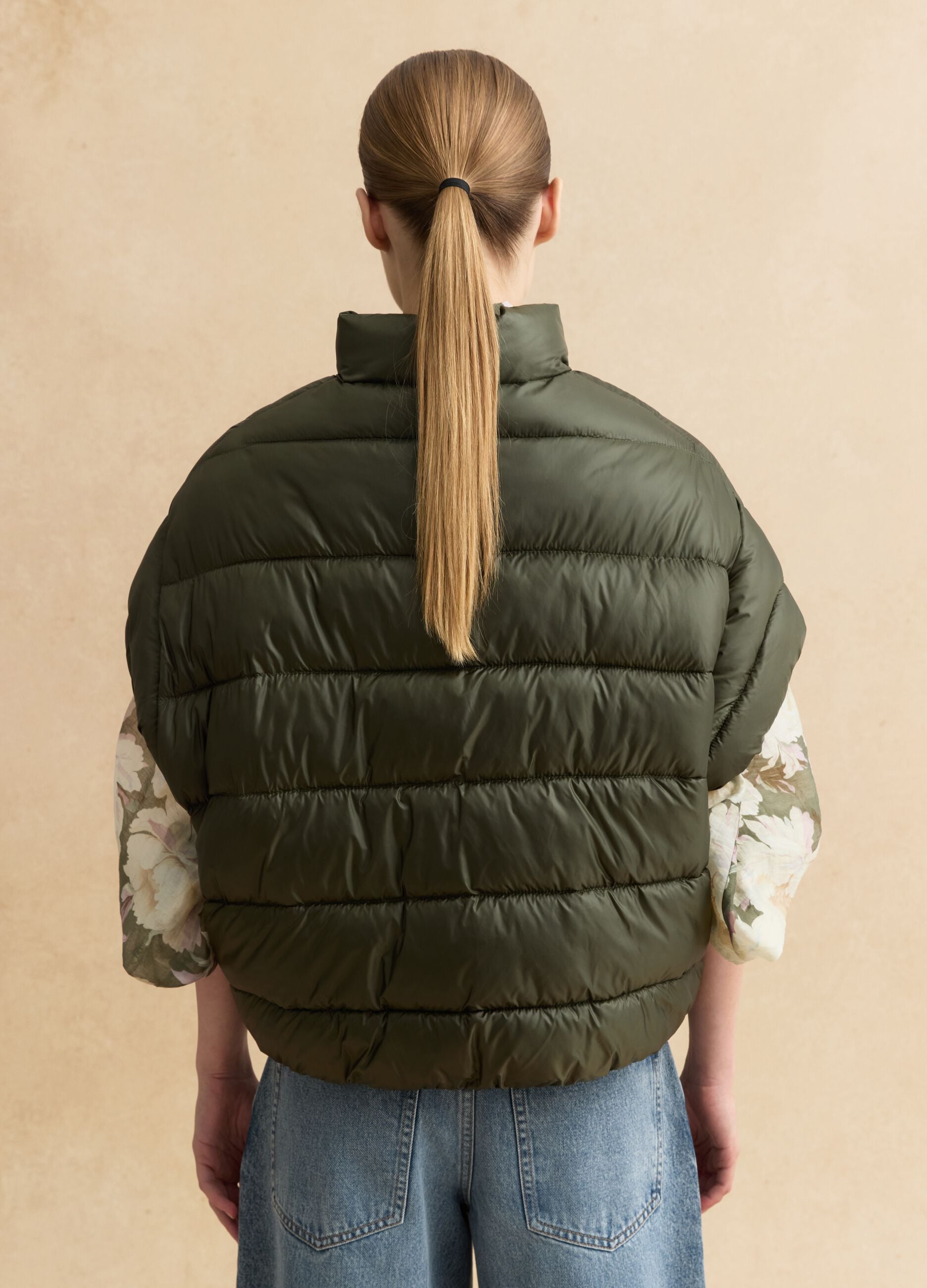 Green padded jacket regular fit