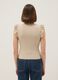 Beige slim fit pure cotton t-shirt with ruffles_2