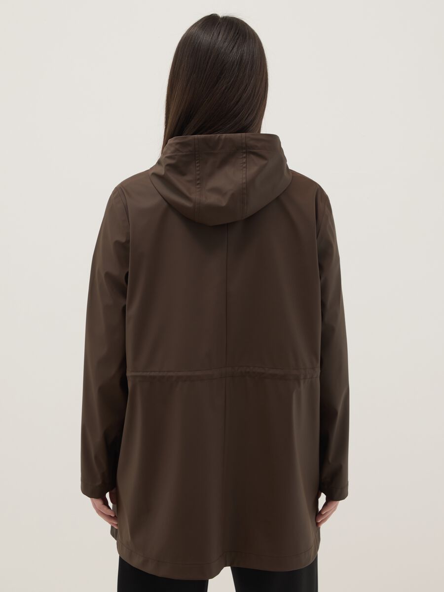 Brown rain jacket regular fit with hood_2