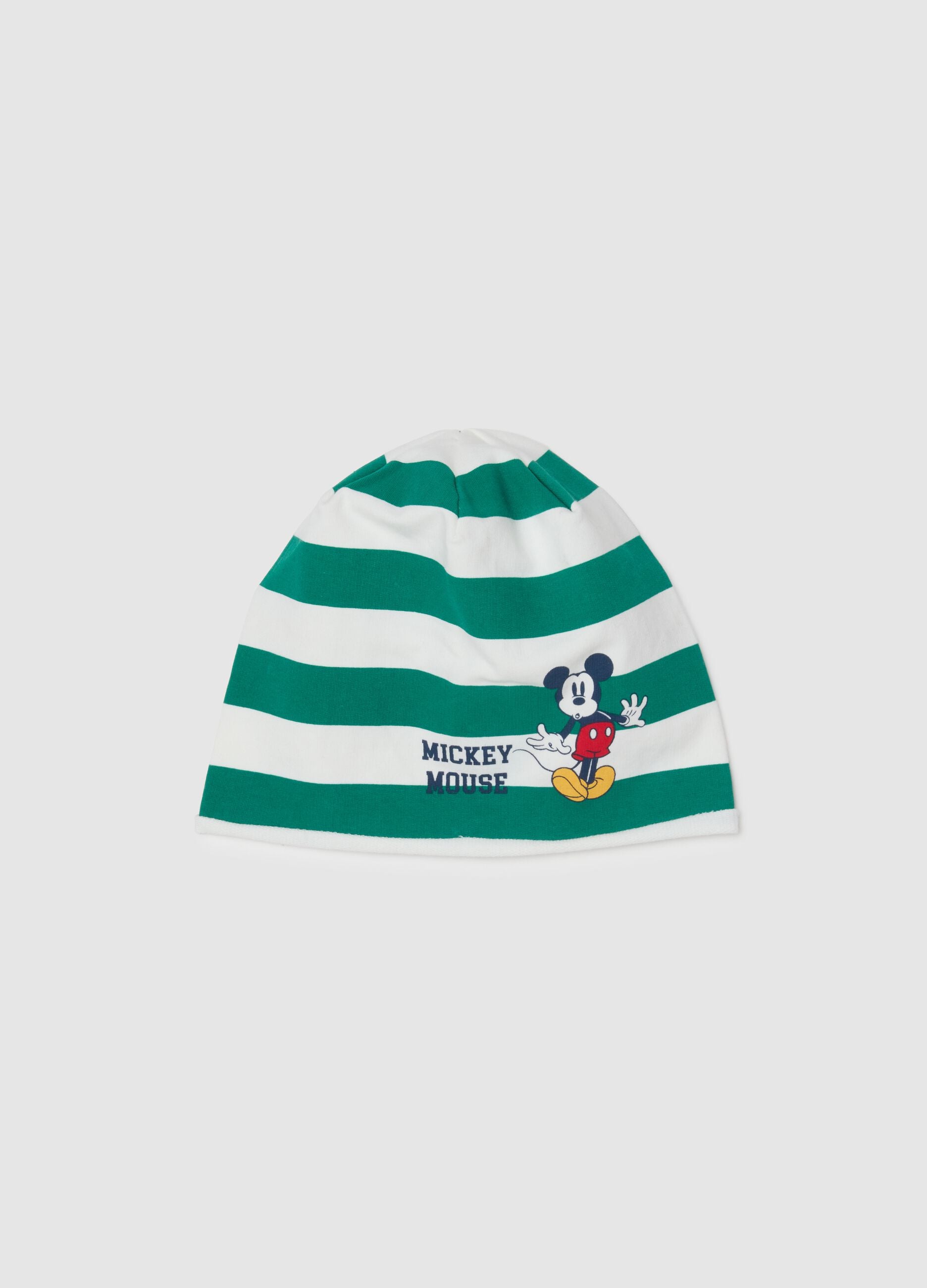 Children's Multicolour Striped Stretch Cotton Hat with Print