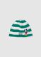 Children's Multicolour Striped Stretch Cotton Hat with Print_0