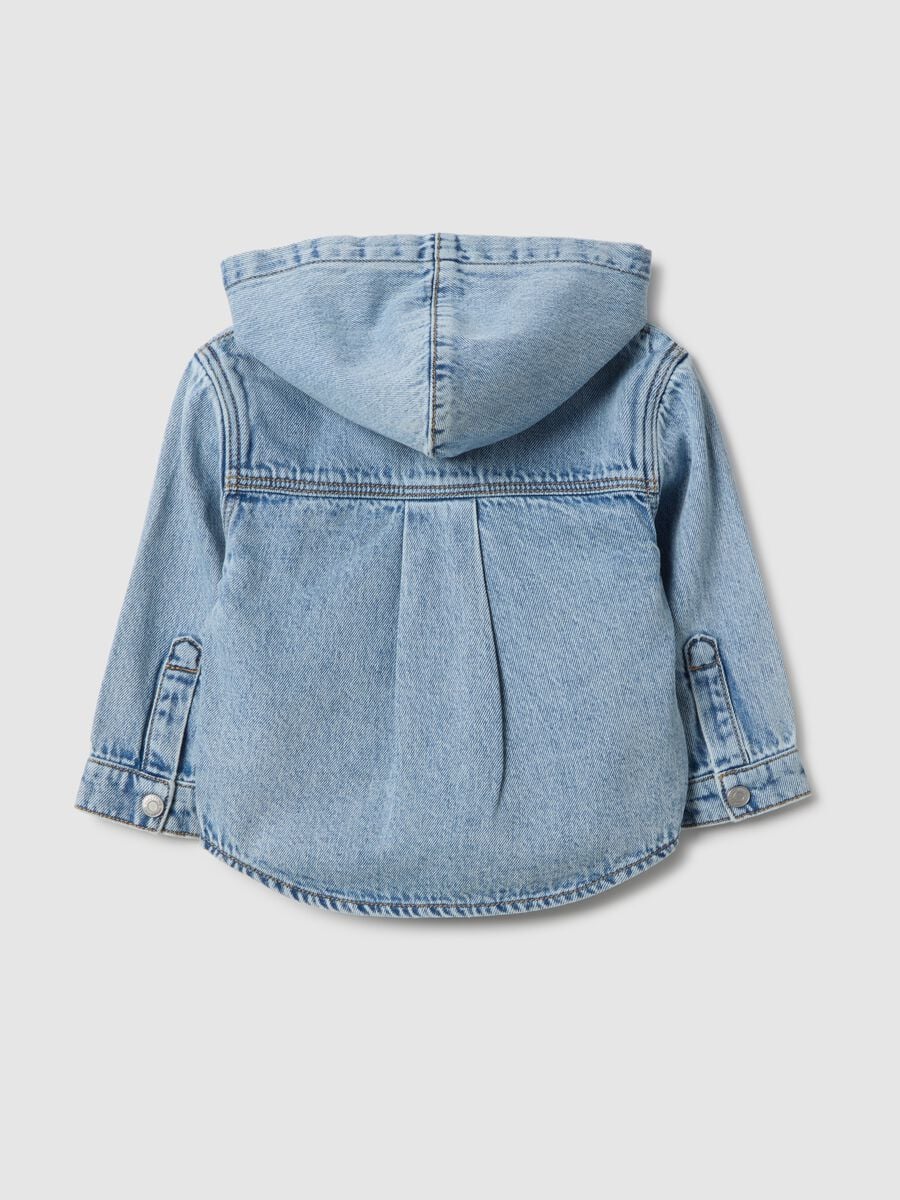 Regular fit blue denim shirt with hood for boys_1