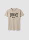 T-shirt beige in puro cotone con stampa frontale regular fit per ragazzo_0