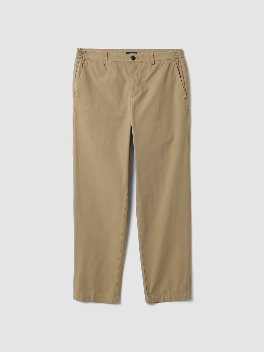 Beige pure cotton carrot-fit chino trousers_4