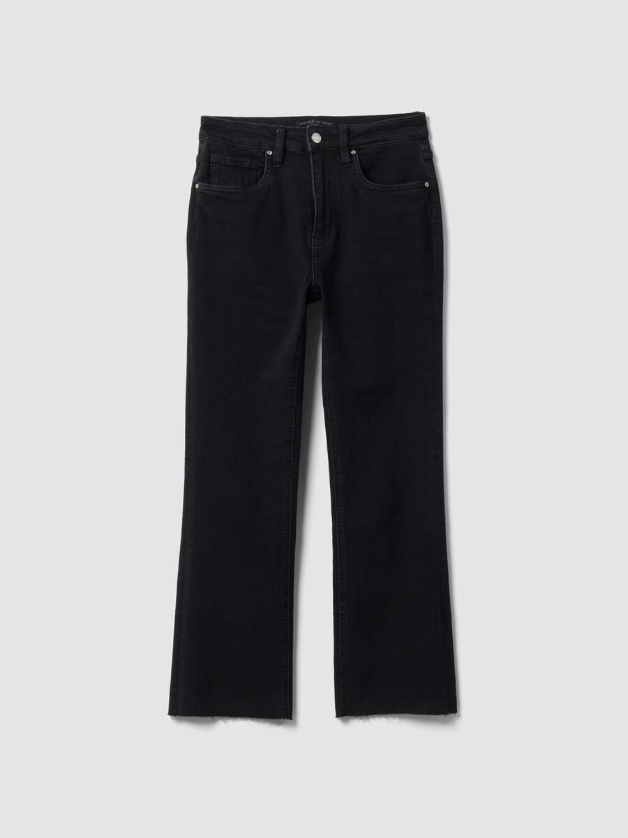 Black stretch-cotton denim flare-fit jeans_4