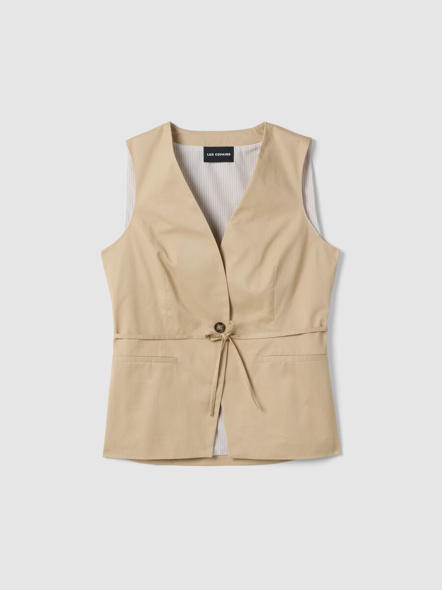 Beige Pure Cotton Waistcoat_4