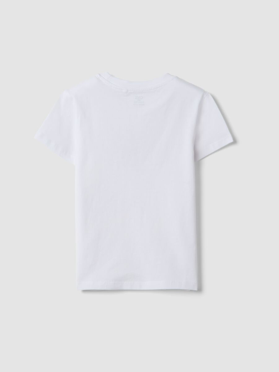 Girls' white organic cotton short-sleeved T-shirt, regular fit_4