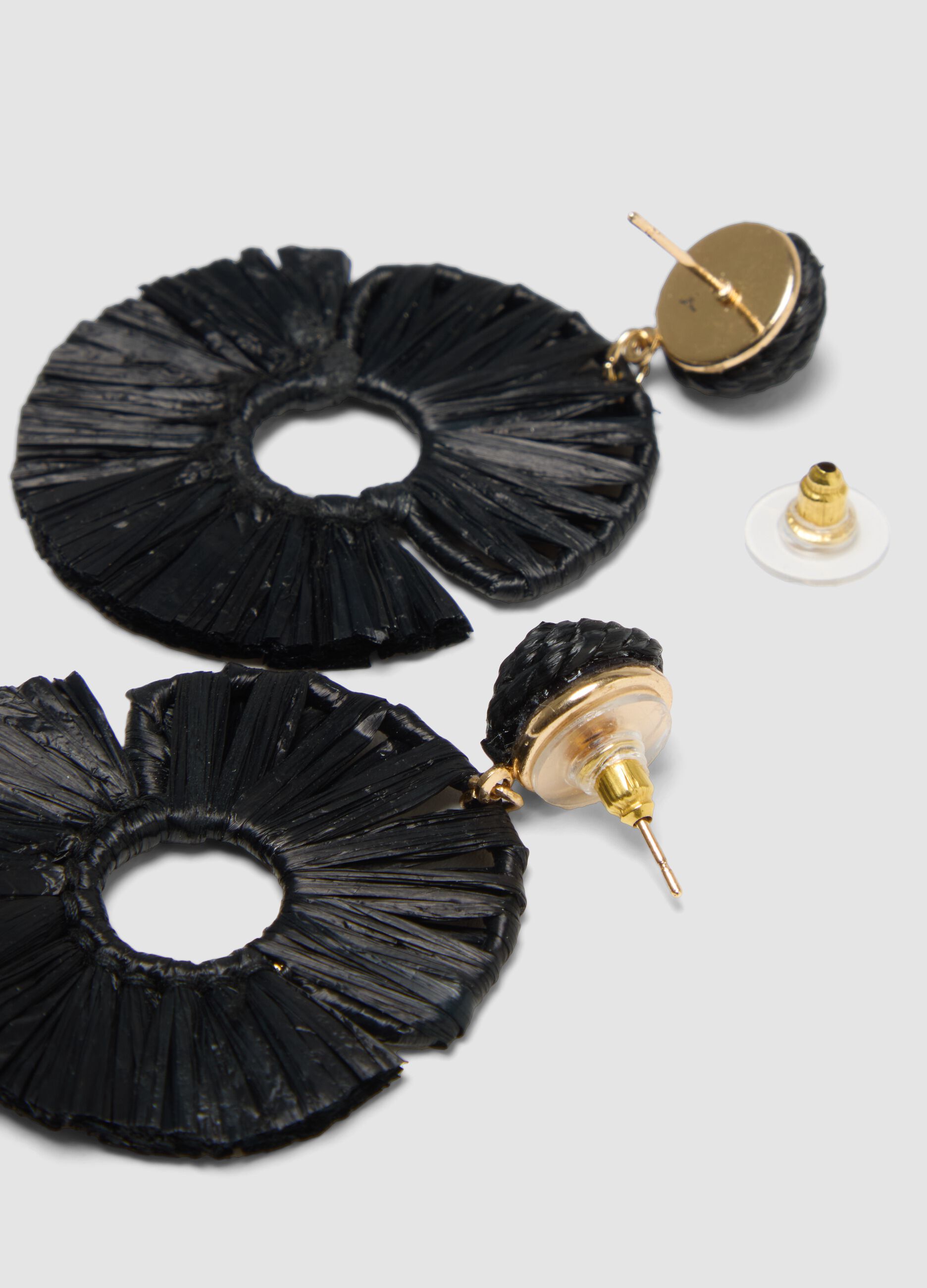 Black raffia earrings