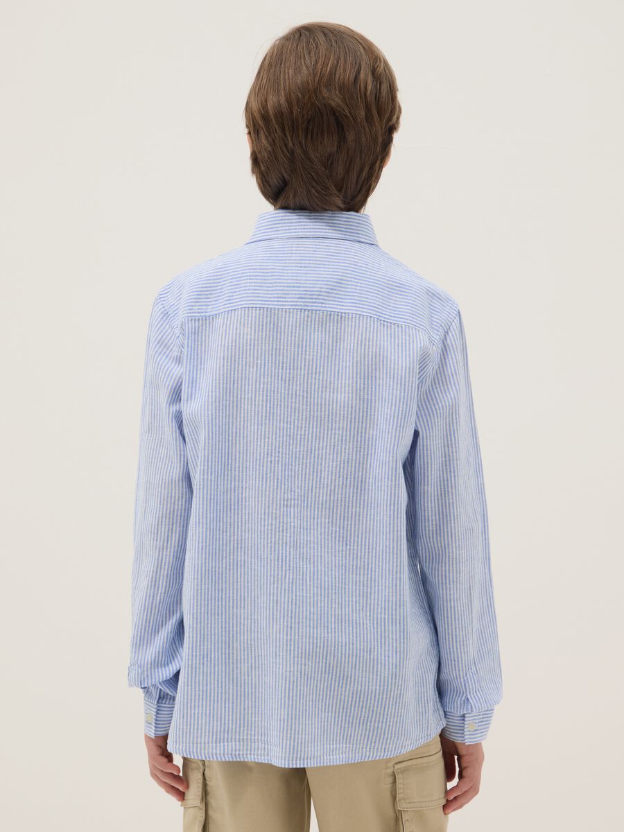 Multicoloured striped linen blend shirt for boys in regular fit_1