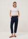 Regular fit blue denim cotton paper bag trousers_0