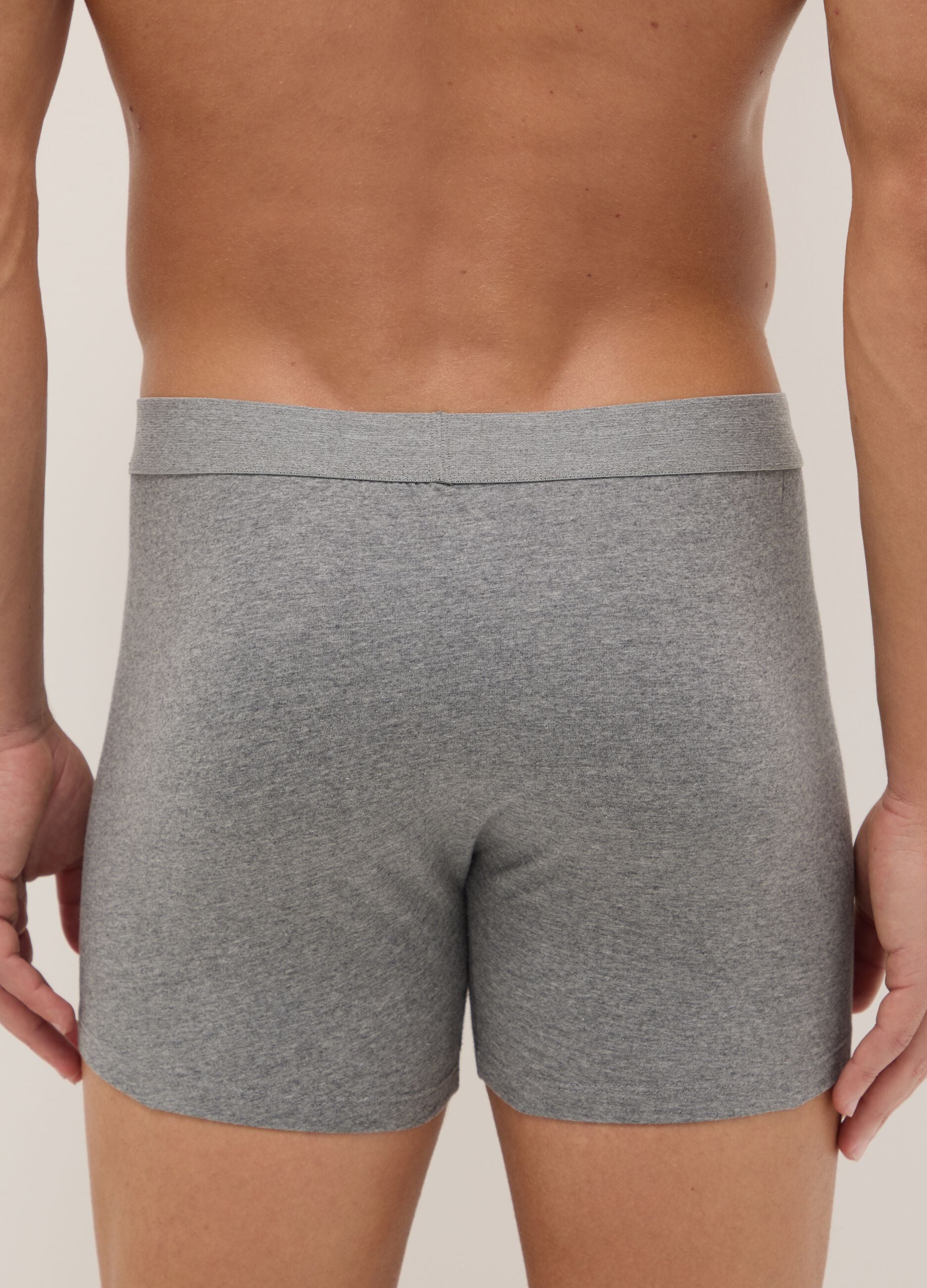 3-pack of grey midi boxer briefs in stretch organic cotton, regular fit