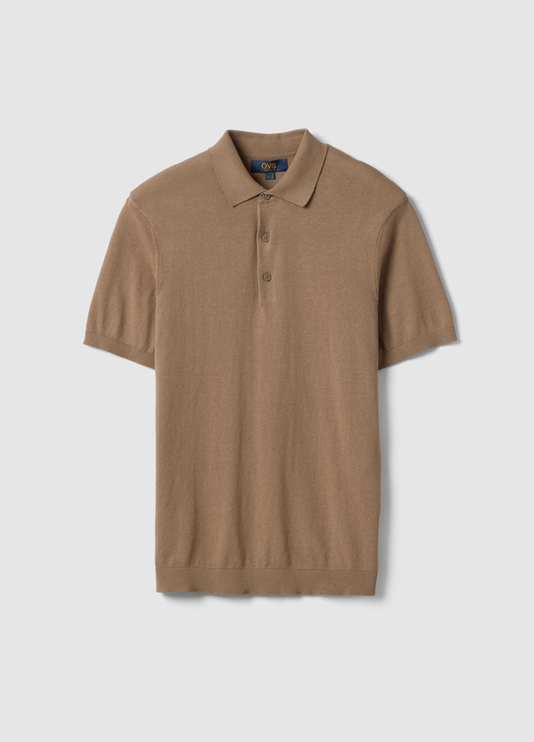 Beige pure cotton polo regular fit