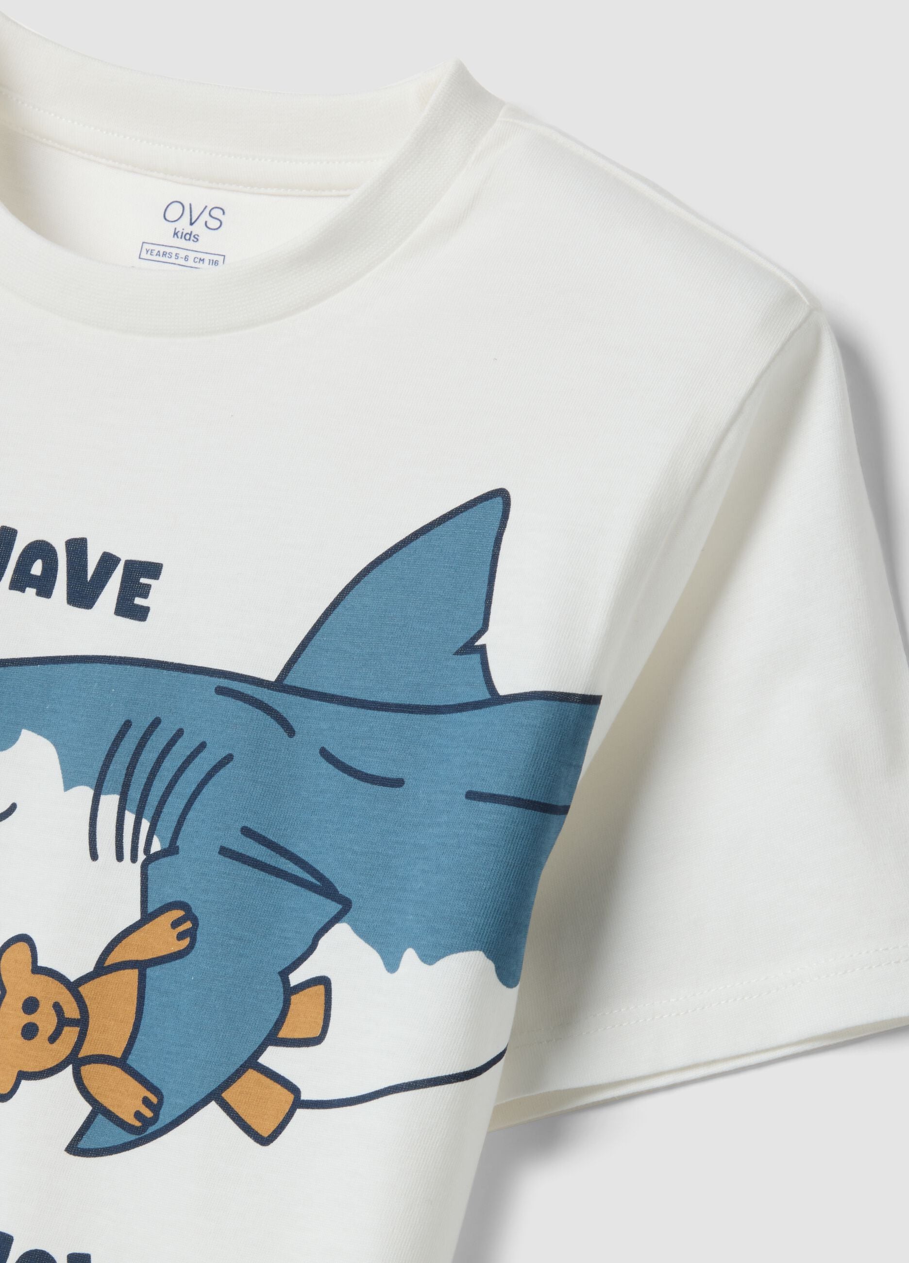 Boys&rsquo; multicolour pure cotton short pyjamas with sharks