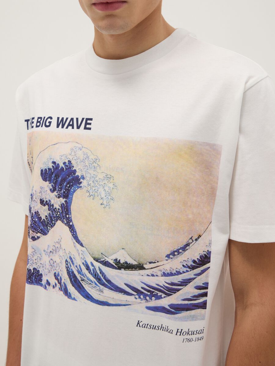 White pure cotton regular fit t-shirt with print_3