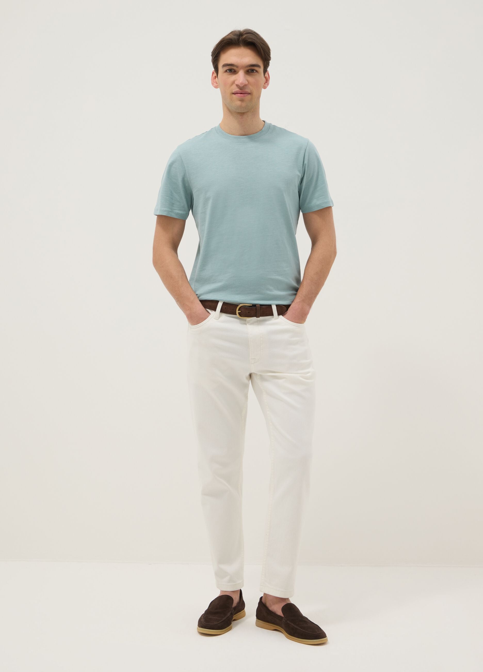 Short sleeve pure cotton azure regular fit T-shirt