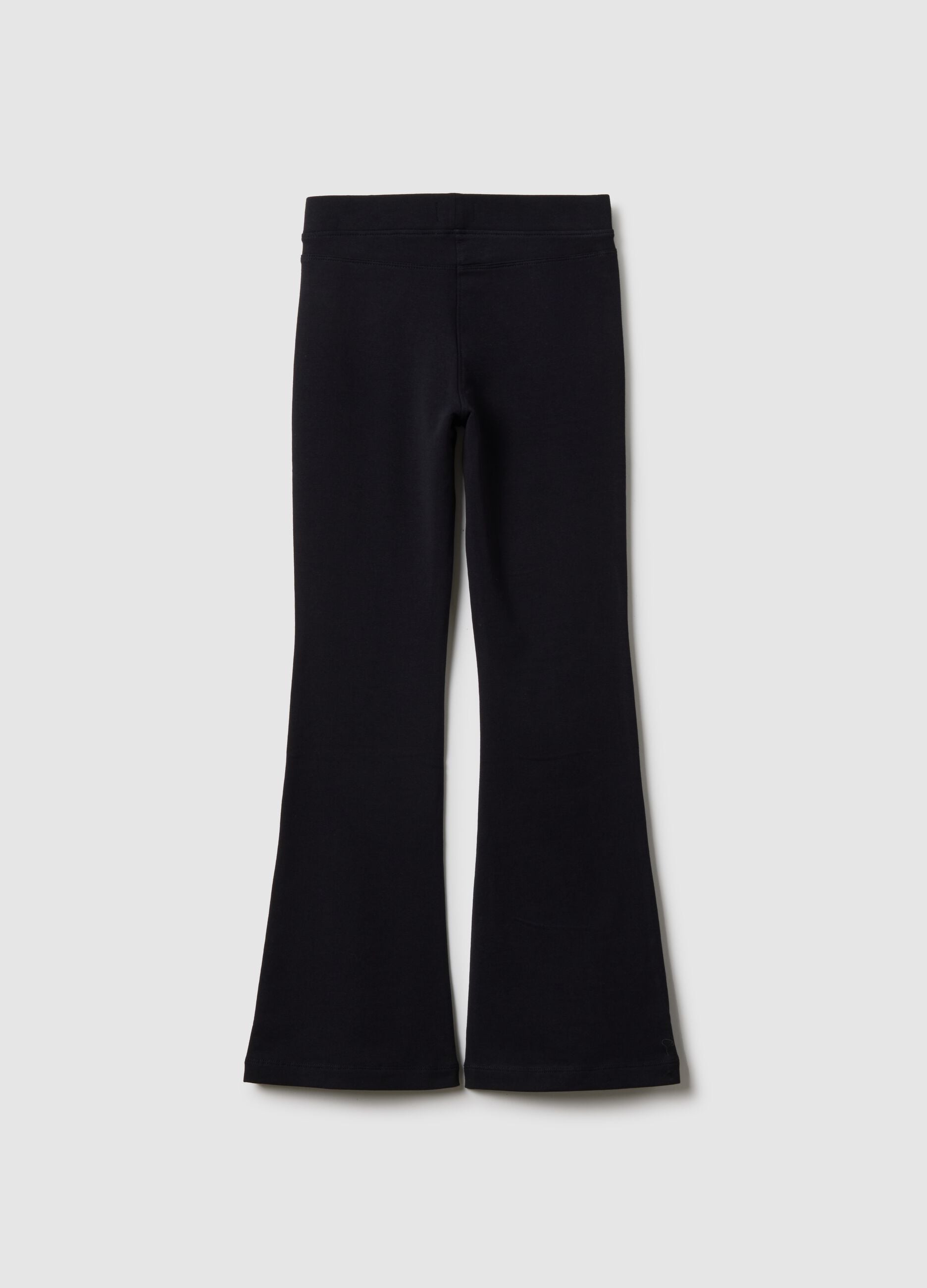 Girls' Regular Fit Black Stretch Cotton Treggings