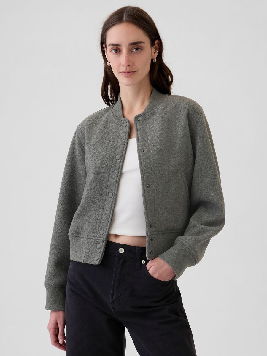 Bomber jacket in m&eacute;lange wool blend_0