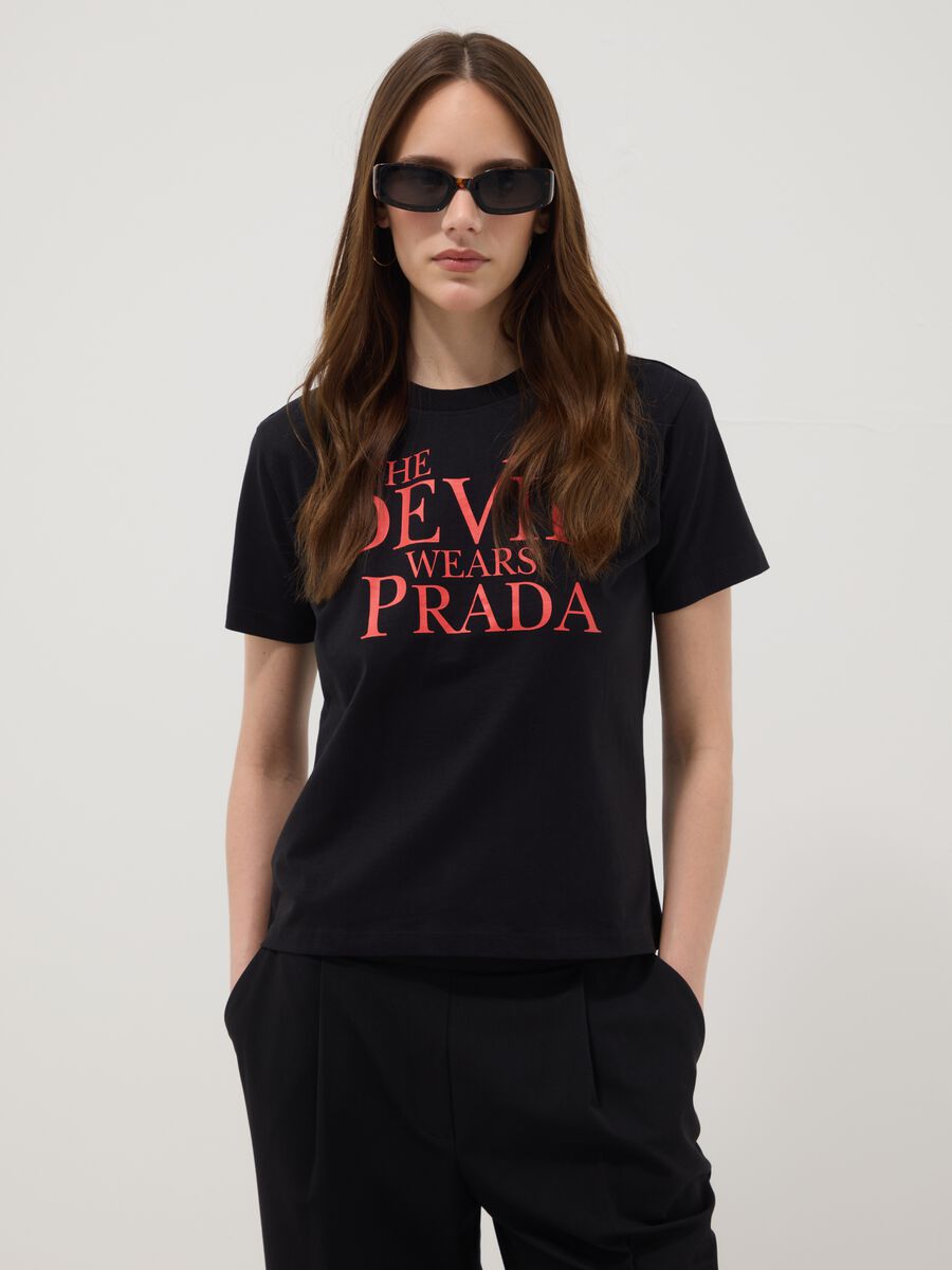 Black pure cotton regular fit T-shirt with print_1