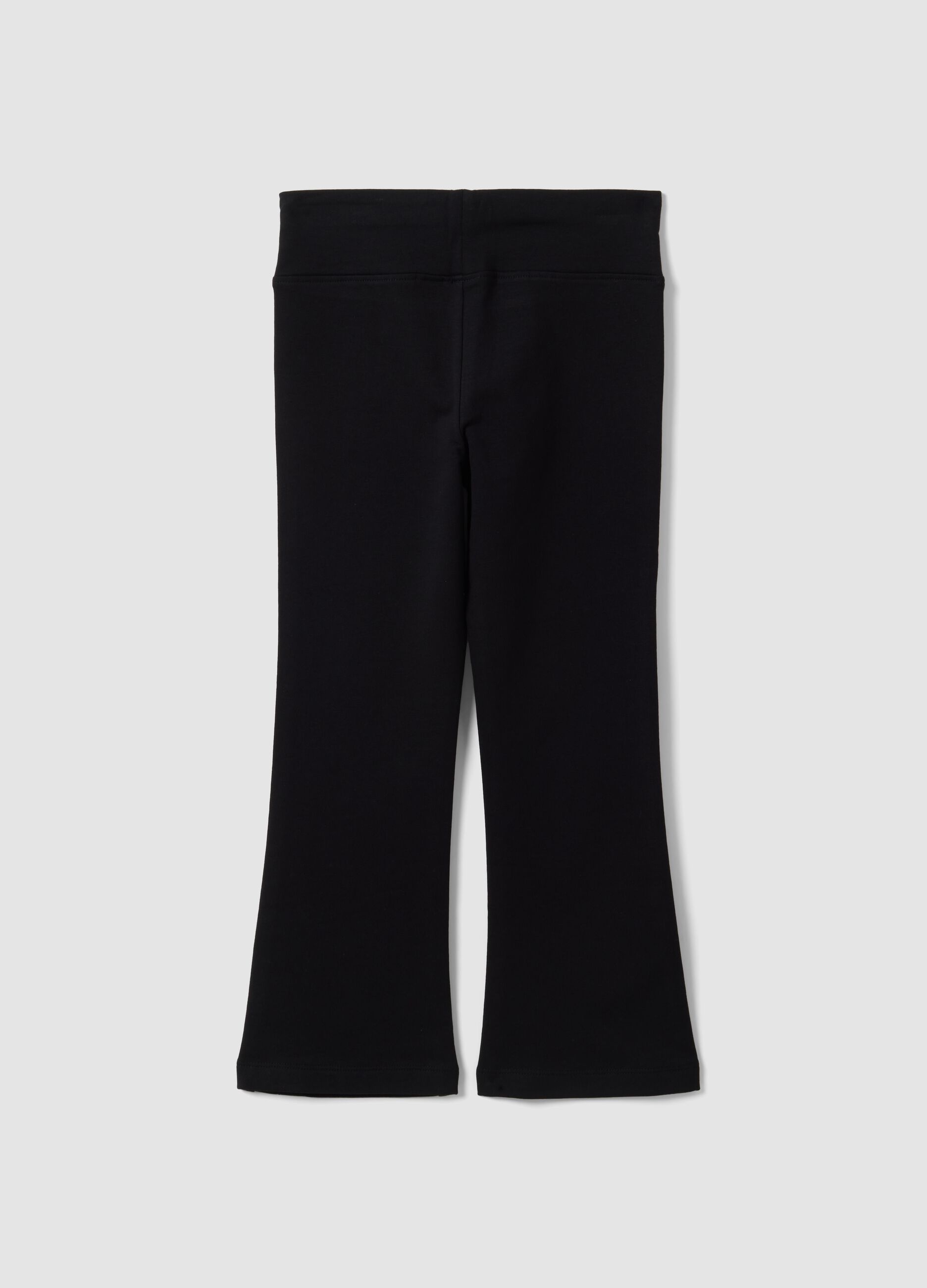 Black stretch cotton regular-fit leggings for girls