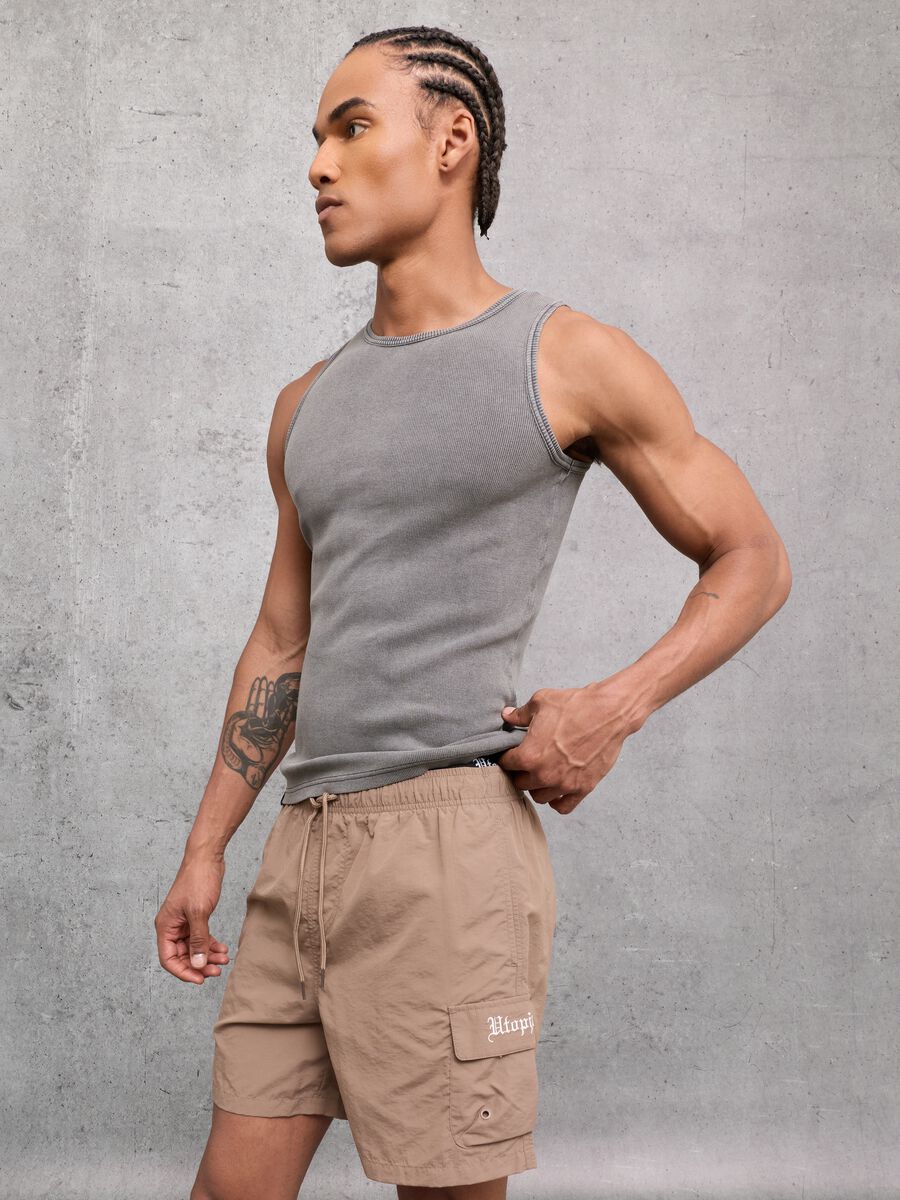 Mocha Cargo Swim Shorts_4