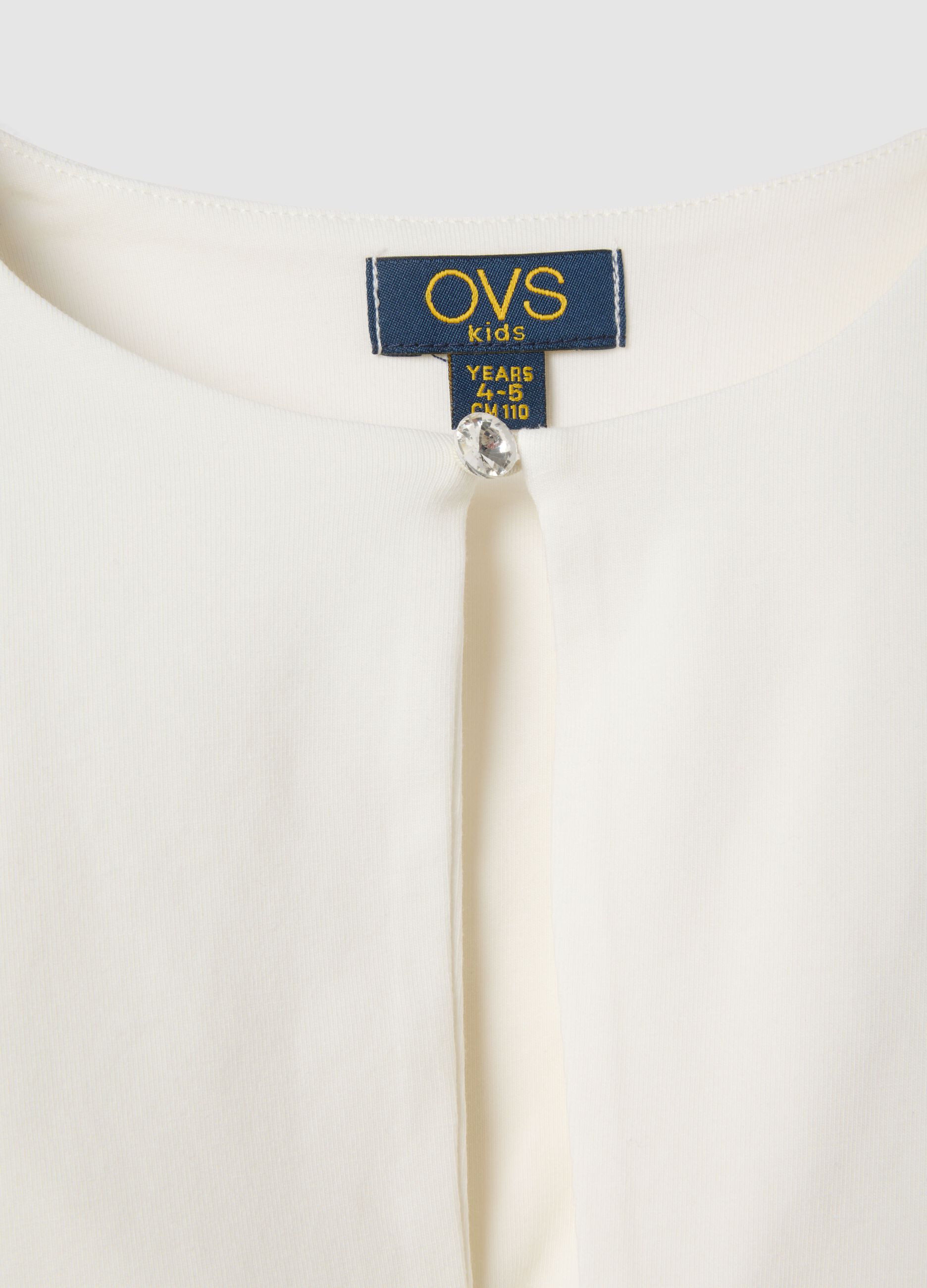 Girls' white slim fit stretch cotton t-shirt