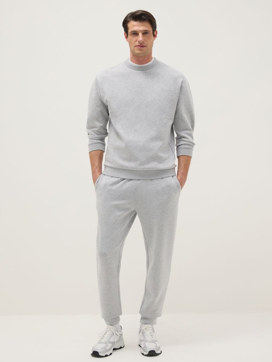 Grey cotton blend regular fit crew neck sweatshirt_1
