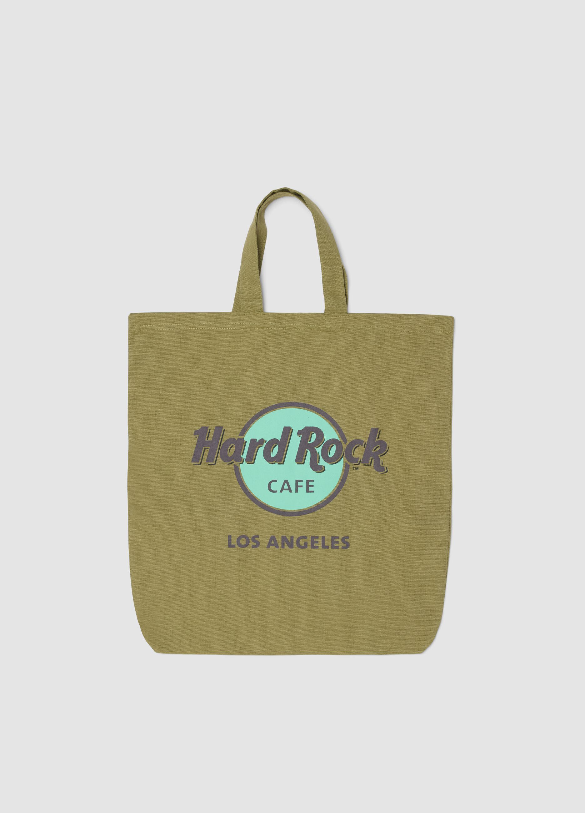 Green pure cotton shopper bag with Hard Rock Cafe logo