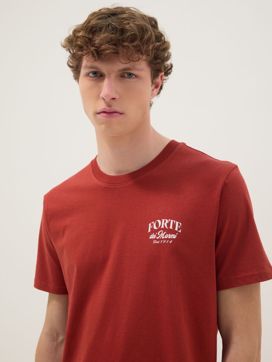 Red pure cotton regular-fit T-shirt with print_2