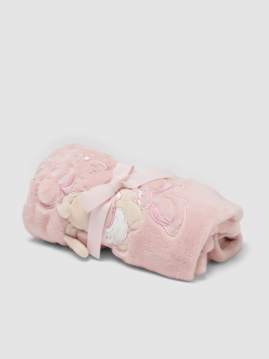 Pink Minnie embroidered baby girl blanket_1
