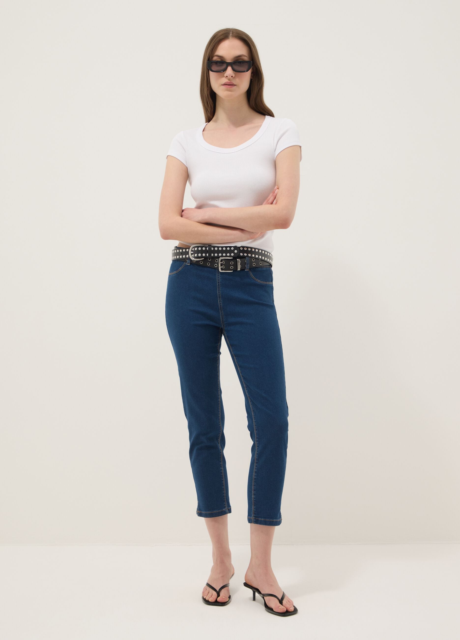 Blue skinny fit stretch denim blend jeans