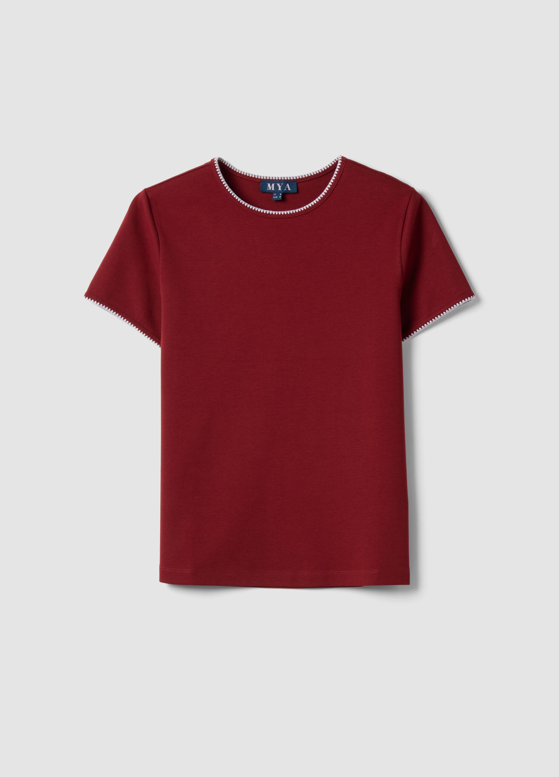 Red pure cotton short sleeve T-shirt regular fit
