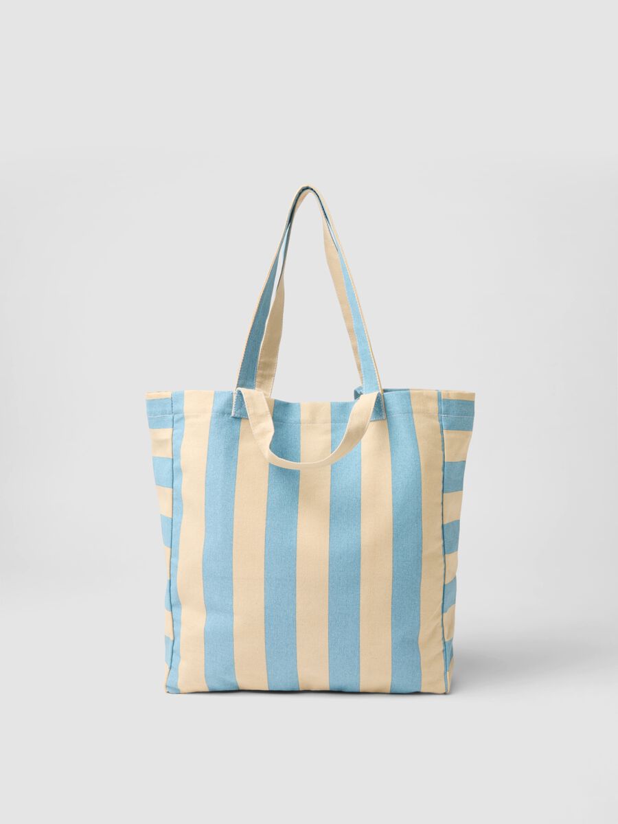 Borsa in puro cotone a righe multicolor con manici robusti_1