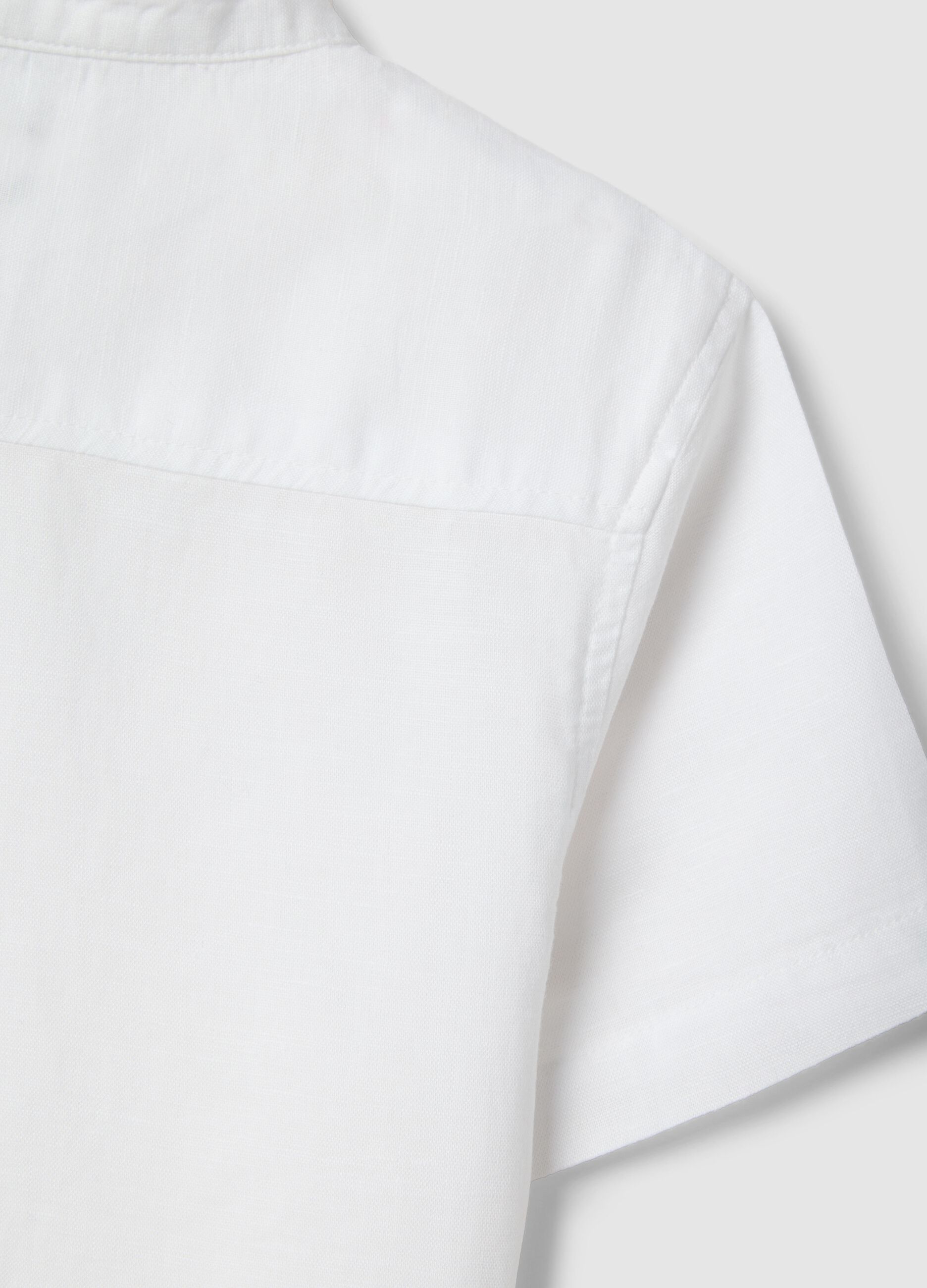 Boys' white linen-cotton blend regular fit shirt