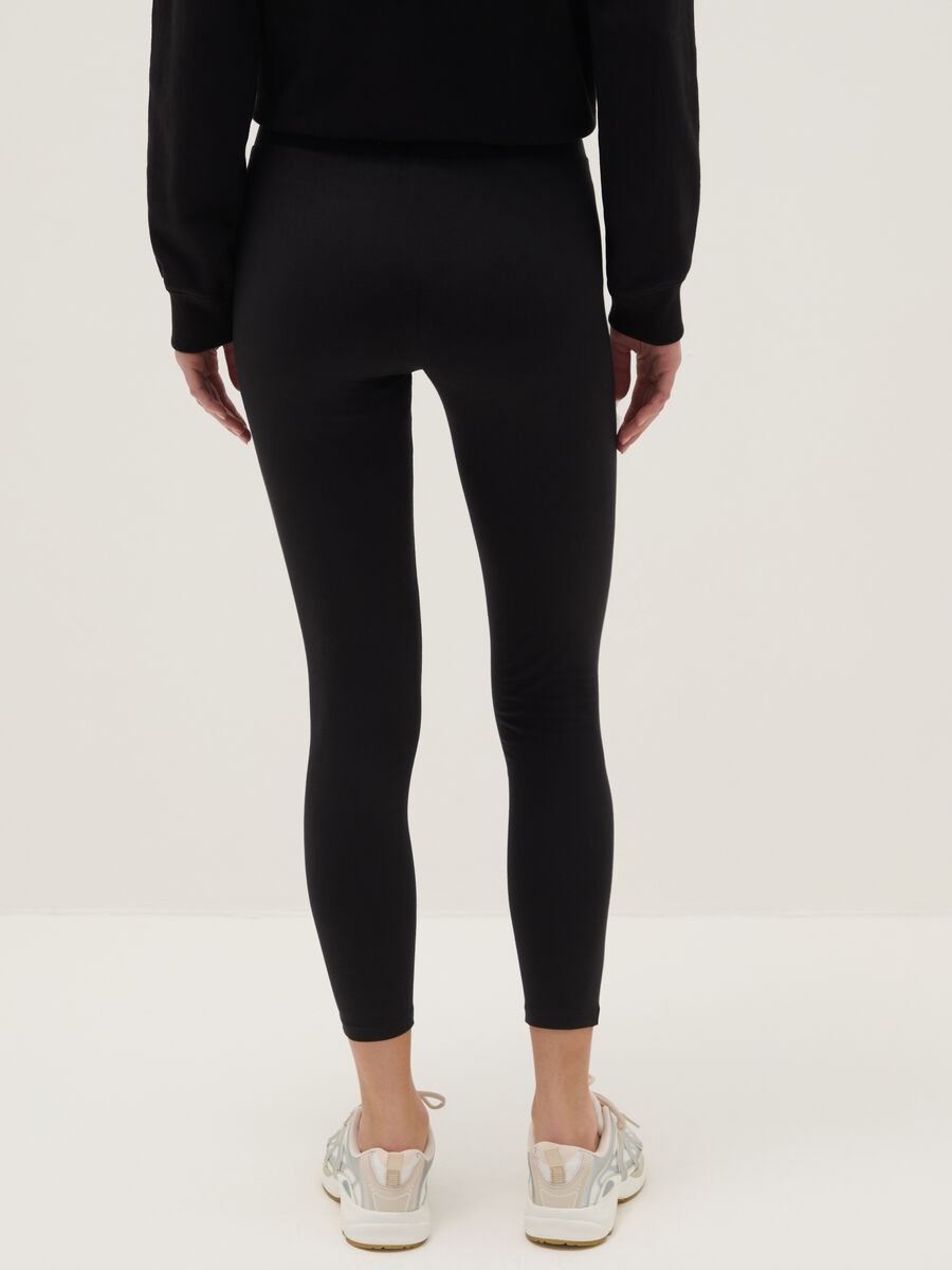 Black Slim Fit Cotton Stretch Leggings with Everlast Logo_2